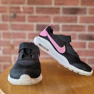 Nike Air Pink and Black Velcro Strap Tennis Shoes Girls Size 1